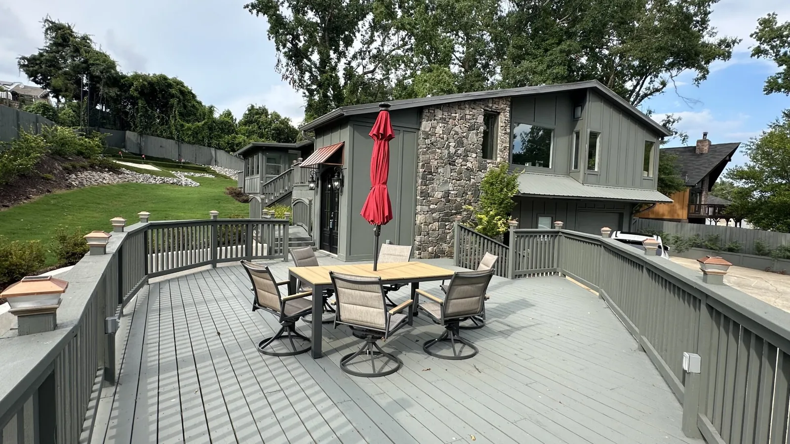 Rear deck and covered outdoor living space at 2417 Wilkshire Drive